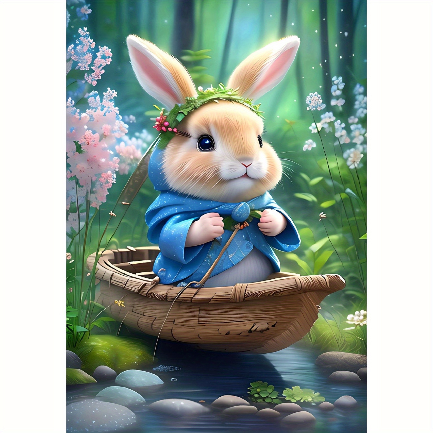 5D Diamond Painting Three Rabbit Happy Easter Kit
