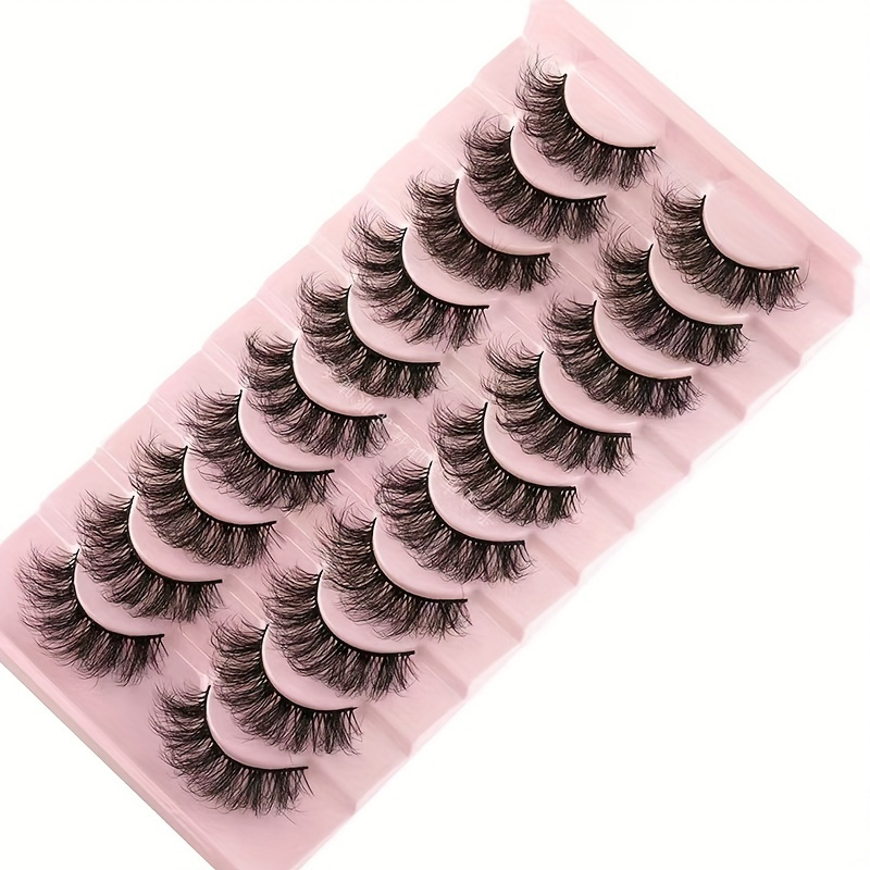 10 Pairs Fluffy Faux Mink Lashes 3d Curly Charming Eyelashes Extension ...