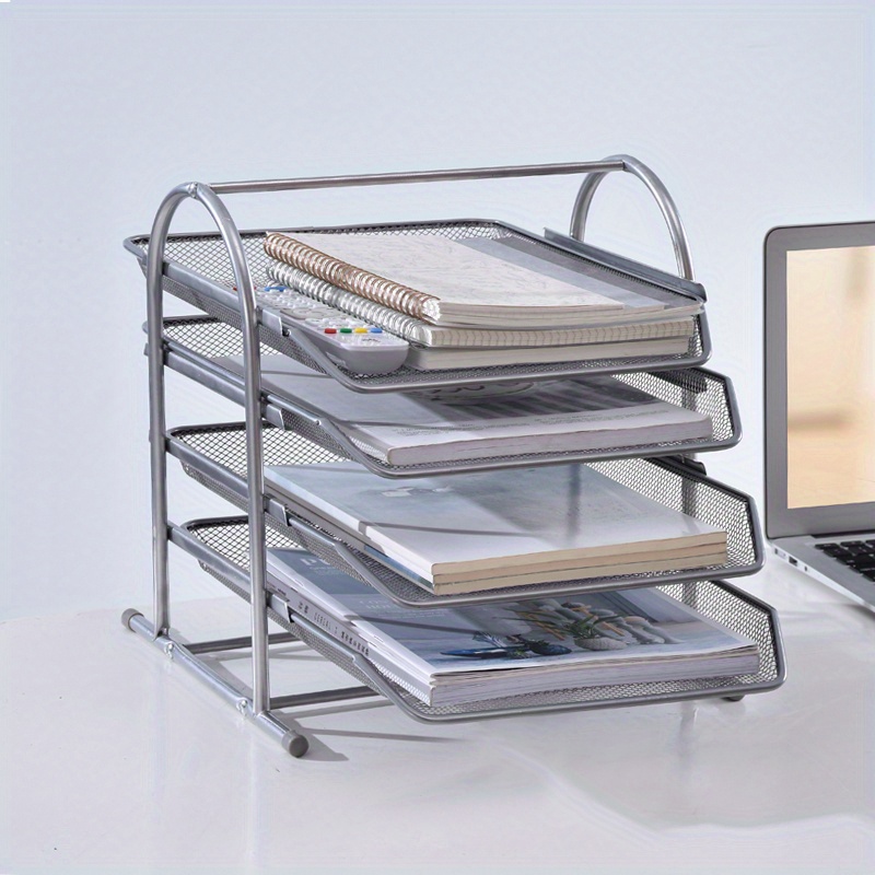 Organizador para escritorio EasyPAG, malla metálica, 9 compartimentos,  gavetas para escritorios con bandeja, Plateado