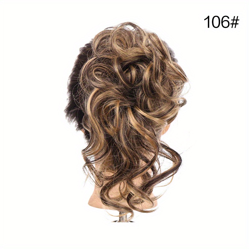 Curly Synthetic Messy Chignon Brown Donut Hair Bun