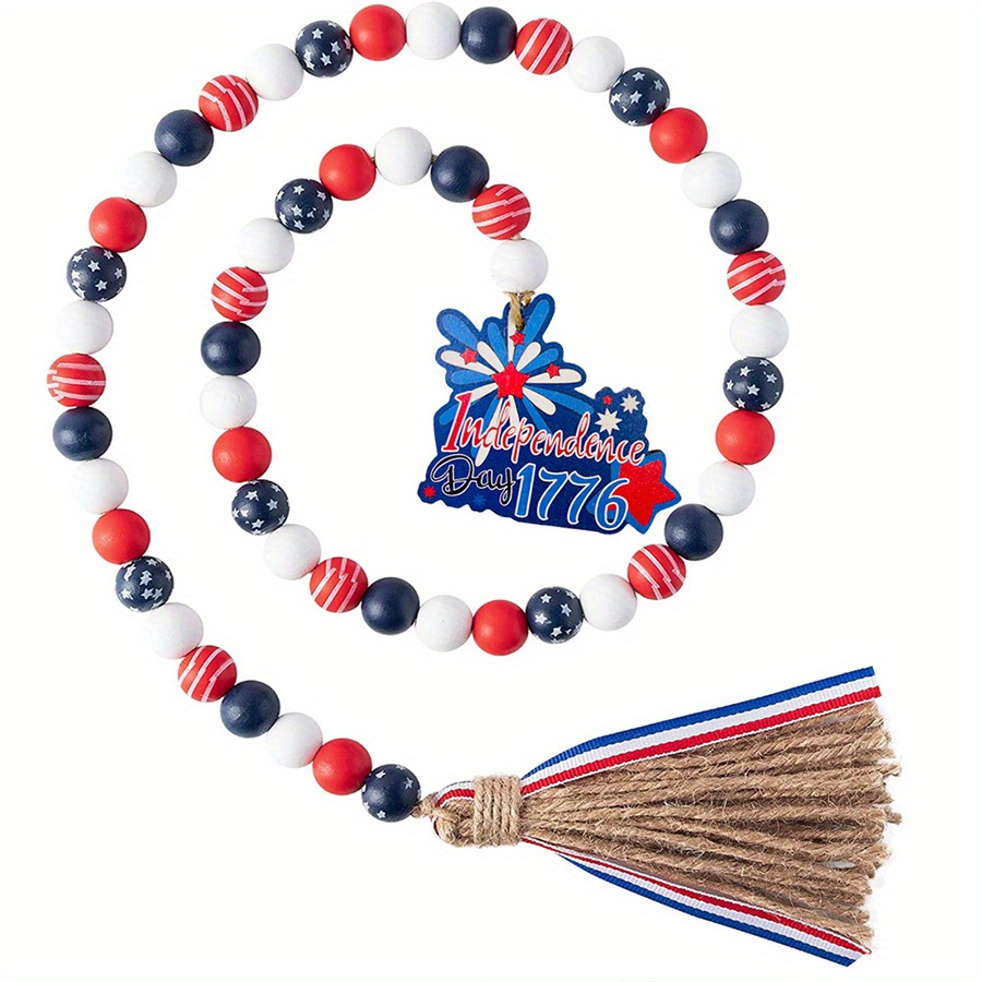 1pc, Valentine's Day Pendant Bead String, Wooden Beads Rope Tassel Colorful  Decorations, European And American Family Holiday Decorations Table Shelf