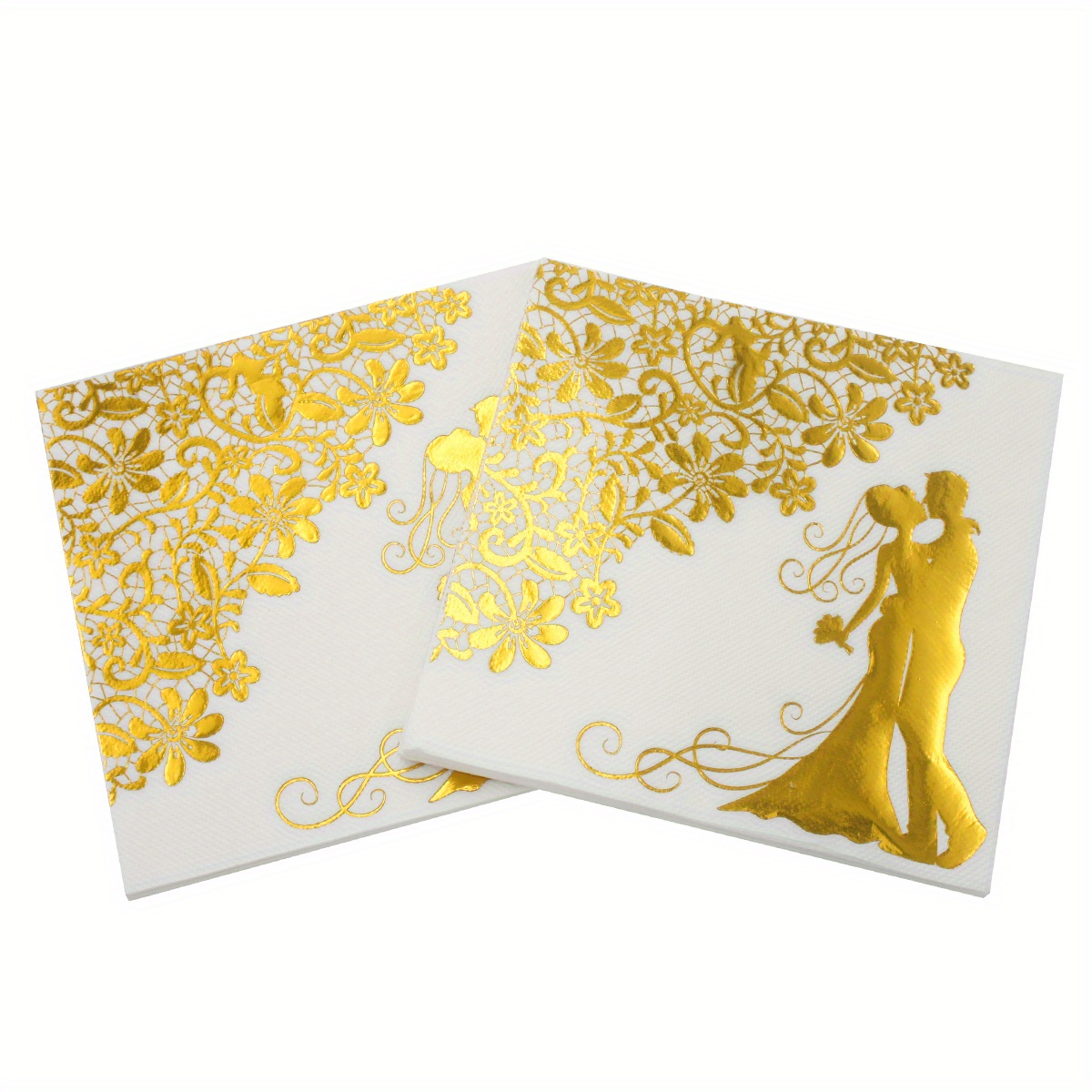 E-shop 20pcs, Bridal Wedding Bronzing Printing Disposable Napkin 13"x13", Birthday Party Napkins, Summer Party Decoration Napkins, Party Napkins Party