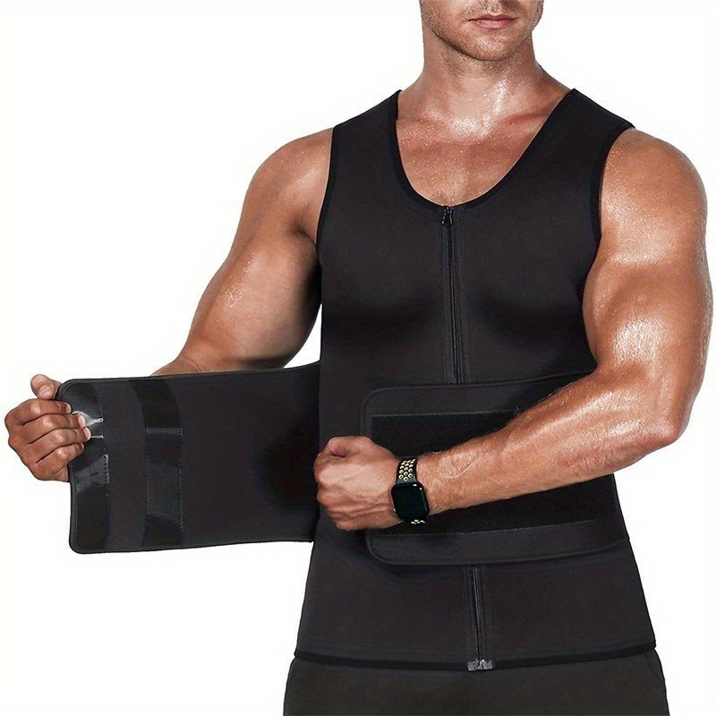 Sauna Suit For Men Waist Trainer Tummy Control Vest Zipper Body Shaper