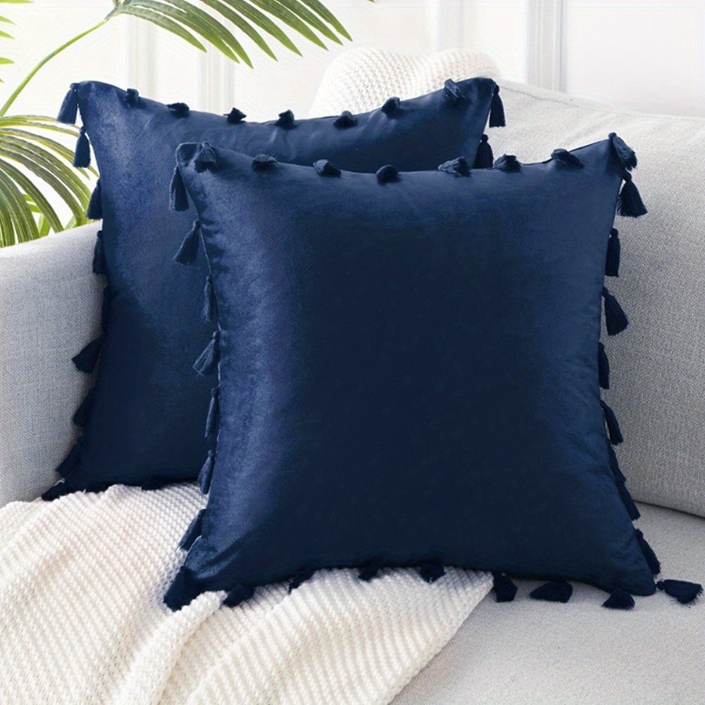 Velvet Navy Blue Throw Pillow Covers 18 X 18 Decorative - Temu