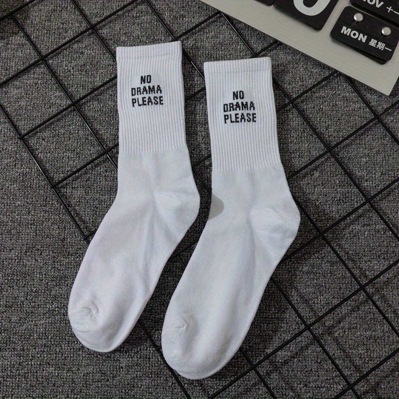 Image of 1-pair Men' Cotton Mid-calf Socks With Letter '' - Suitable For Casual, Athletic & Casual Attire, Breathable Comfortable Versatile Suitable For, Gym,, For Prolonged Use