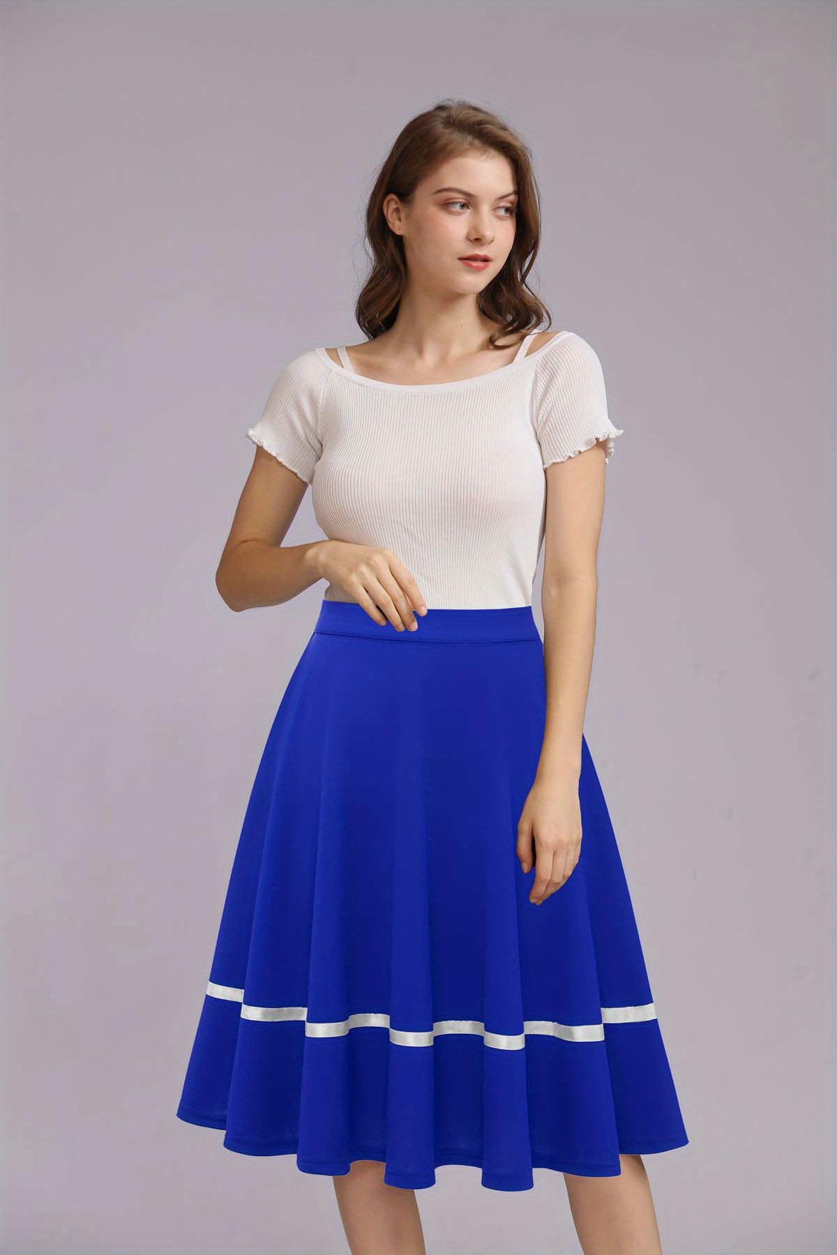 Royal blue skirt and hotsell white top