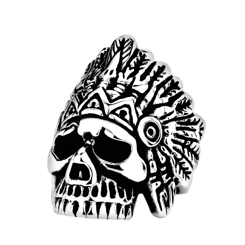 Native american skull on sale ring