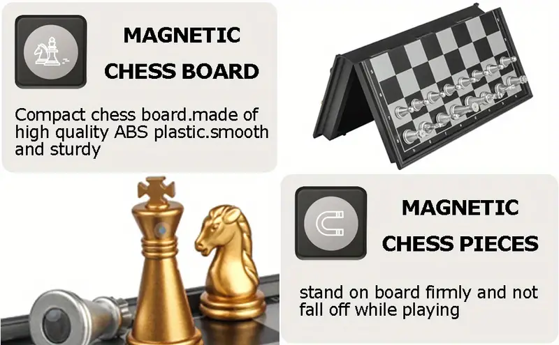 Mini Magnetic Chess Board Games, Small Portable Folding Chess Travel Set -  Magnetic Chess, Classic Backgammon Sets And Checkers,  Halloween/thanksgiving Day/christmas Gift - Temu