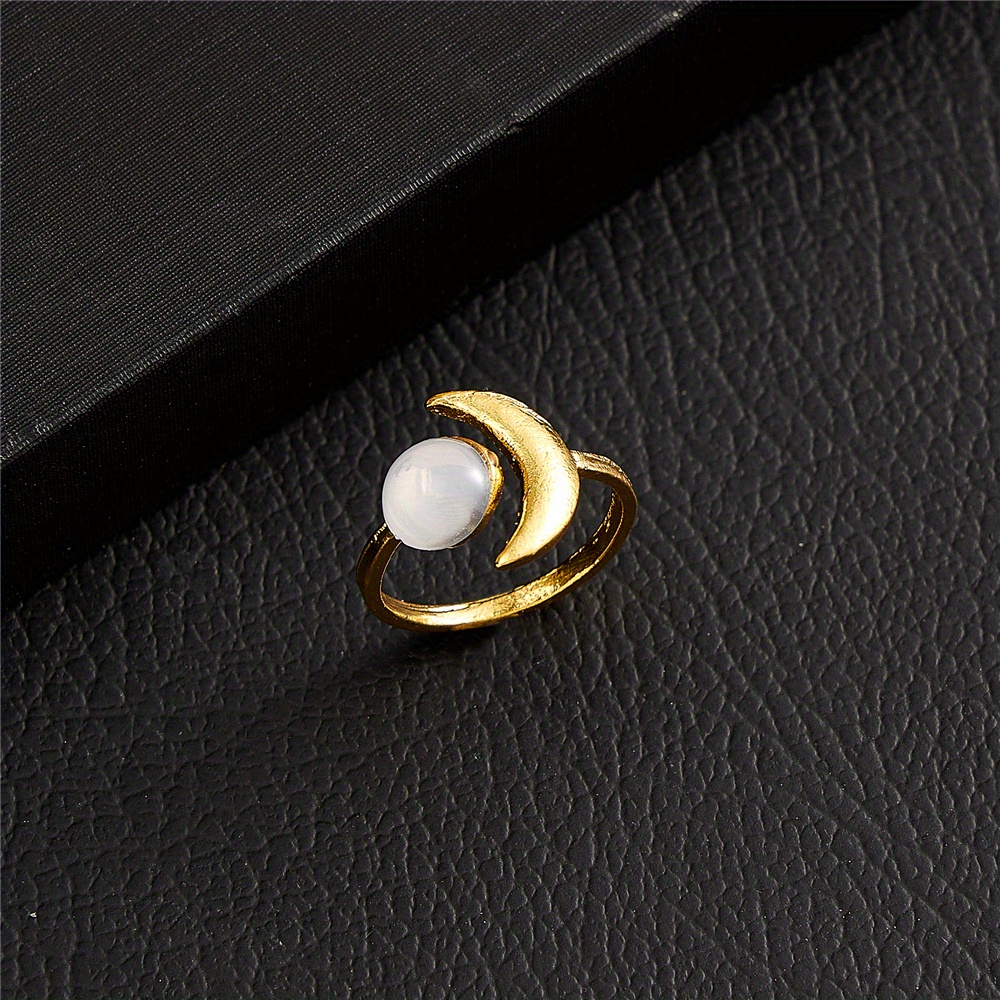 Men's Retro Sun And Moon Moonstone Ring Boho Opening - Temu