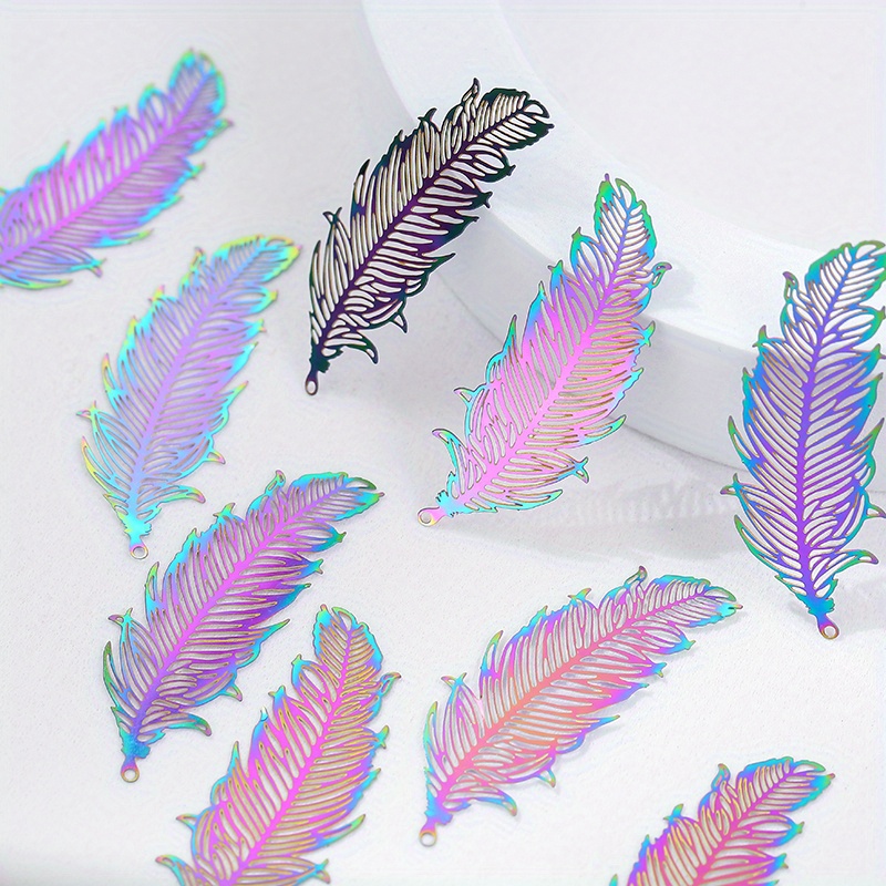 10pcs Rainbow Stainless Hollow Pendant Charms Diy Necklace Earring For Jewelry Making Accessories