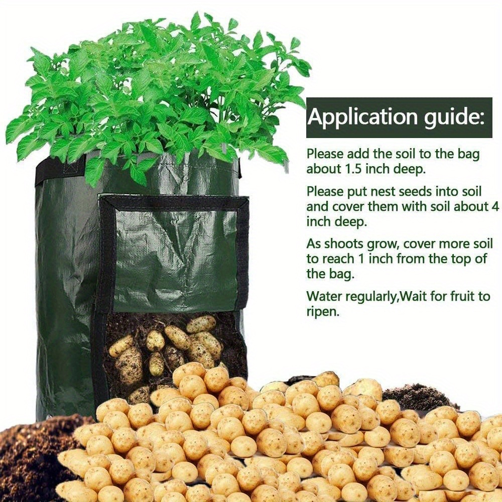 Potato Growing Bags, Durable Fabric Garden Planter Pots With Flap