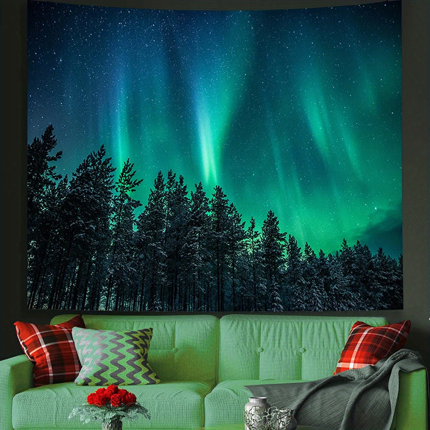  Vinilo mural de pared de techo de árbol verde cielo, impresión  3D de nubes de cártamo, papel tapiz autoadhesivo autoadhesivo extraíble para  sala de estar, dormitorio, TV y fondo de sofá