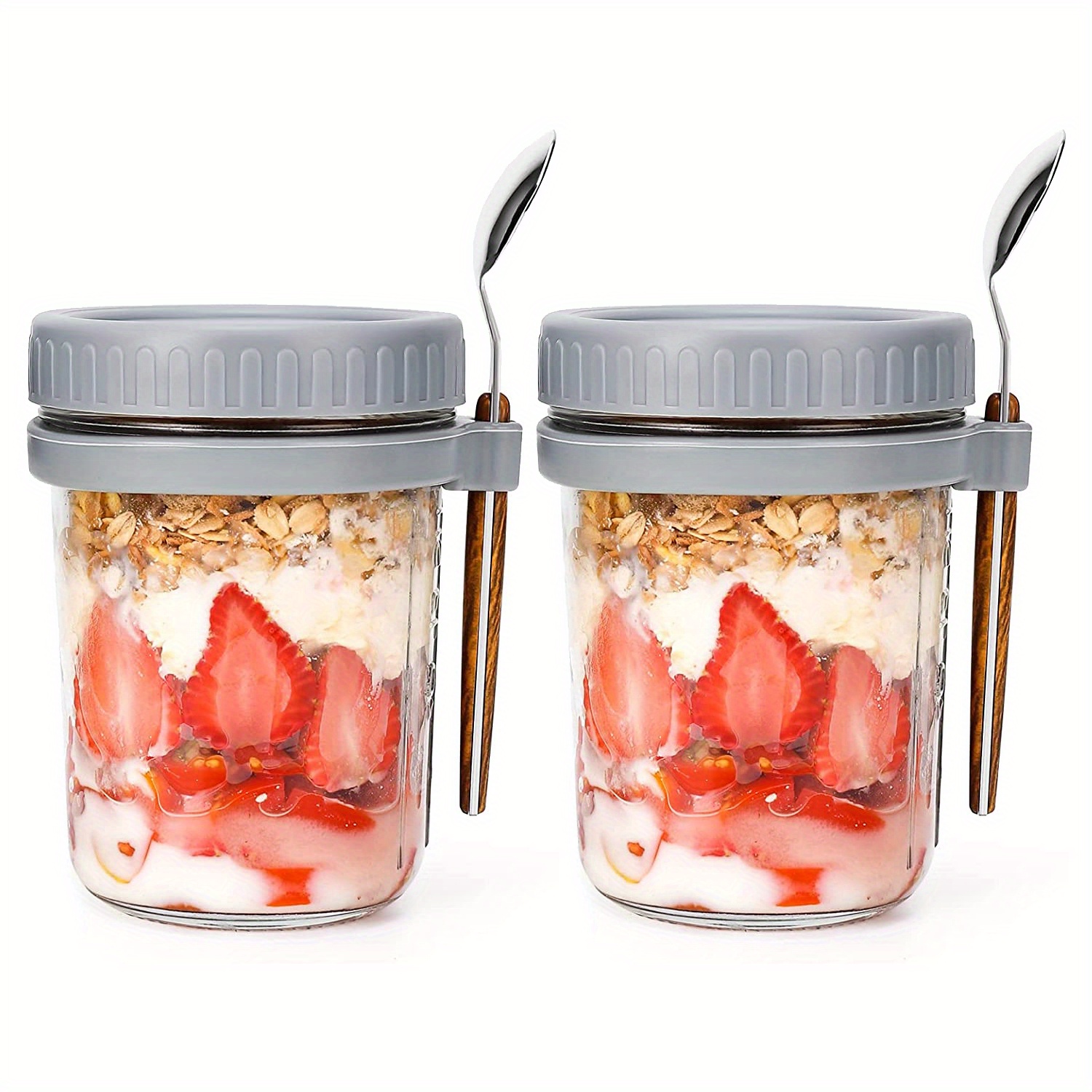 Overnight Oats Containers With Lid And Spoon, Plastic Yogurt Jars, Large  Capacity Airtight Oatmeal Container, Salad Container - Temu