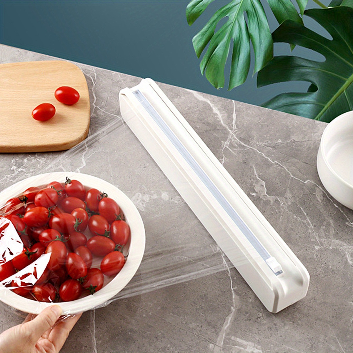Adjustable Plastic Wrap Dispenser With Slide Cutter - Reusable