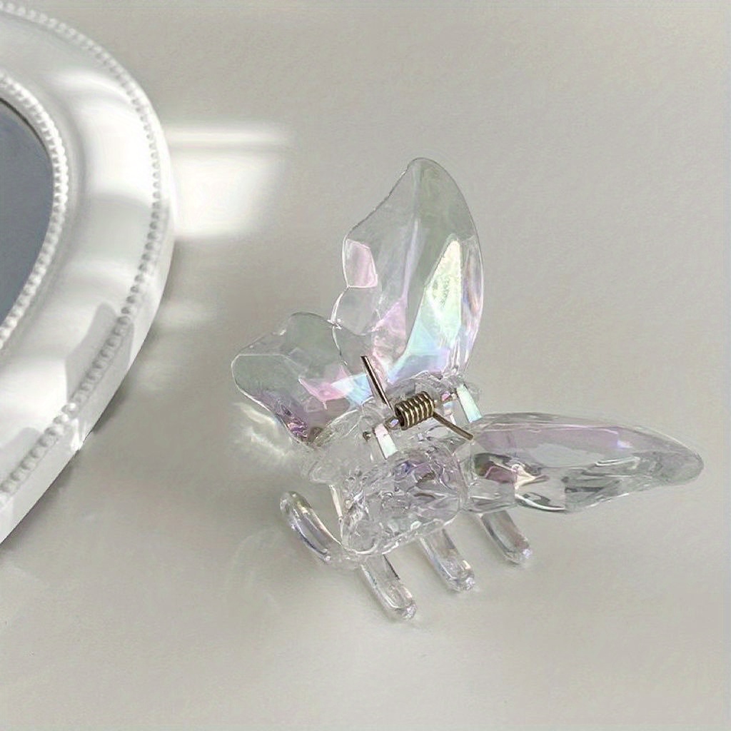 Holographic Shark Claw Butterfly Hair Clip - Transparent Laser Color ...