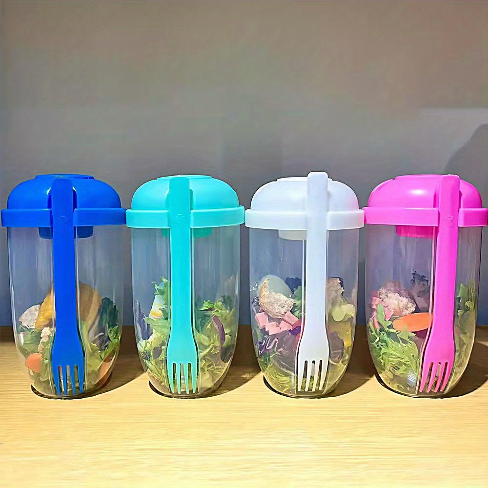 Portable Breakfast Salad Cup With Spoon And Fork Lids - Healthy Lunch  Container For Yogurt, Milk, And More - Temu