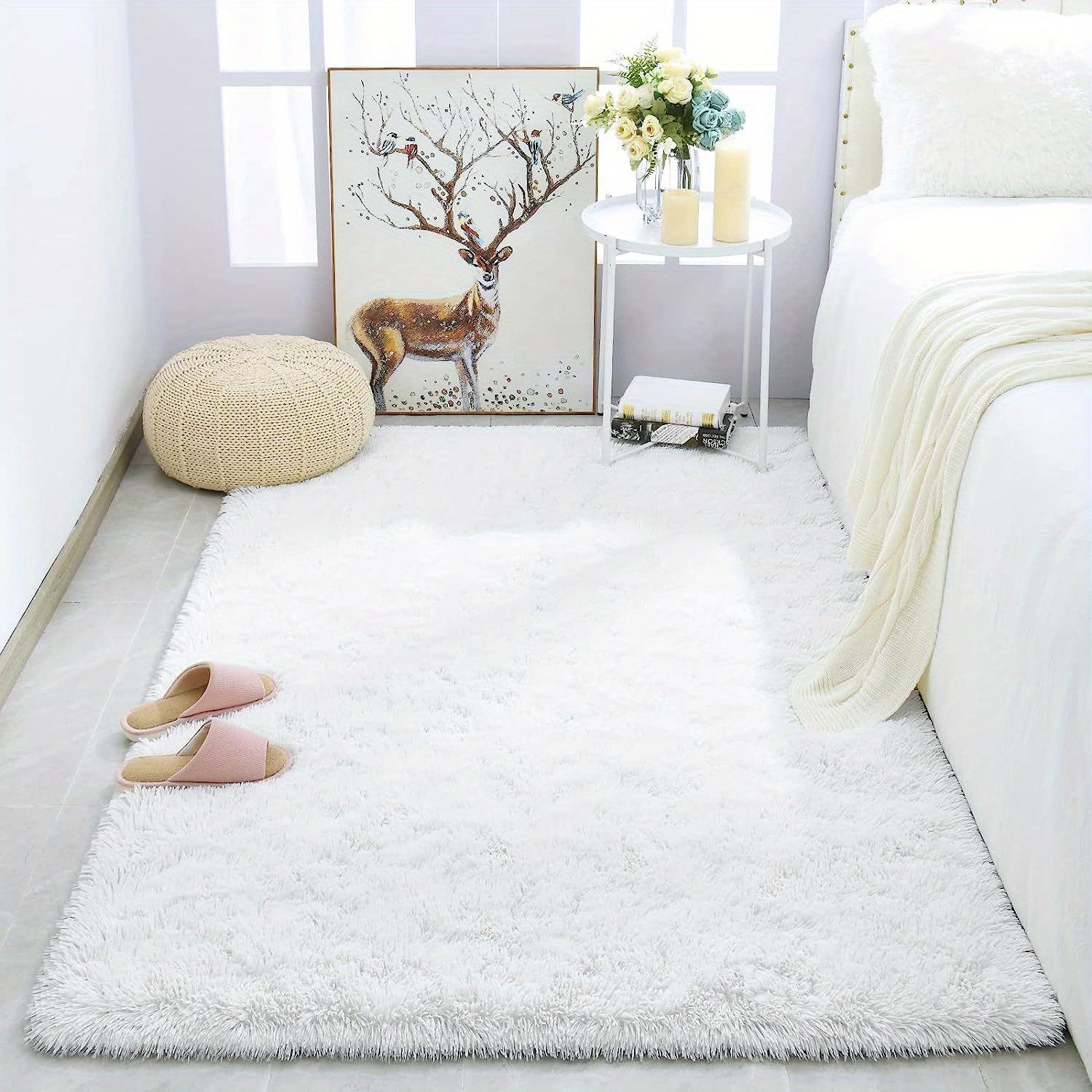 3 Color Large Size Fluffy Soft Carpet Anti-skid Floor Rug Bedroom Mat  Fluffy Area Rug Living Room Carpet Hallway Mat Home Decoration