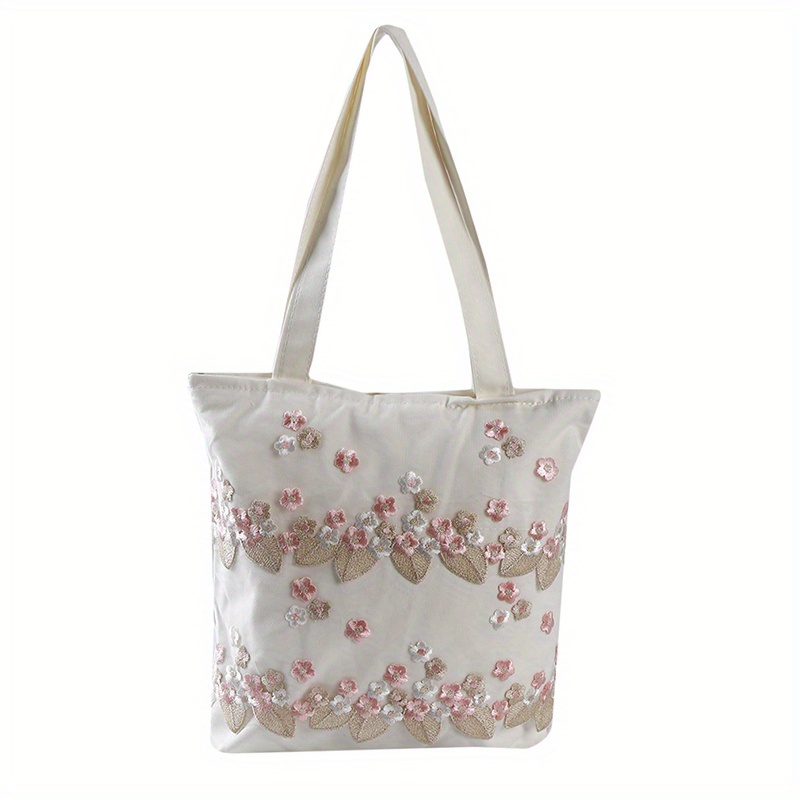 Flower Lace Tote Bag Eco Shoulder Handbag School Shopping