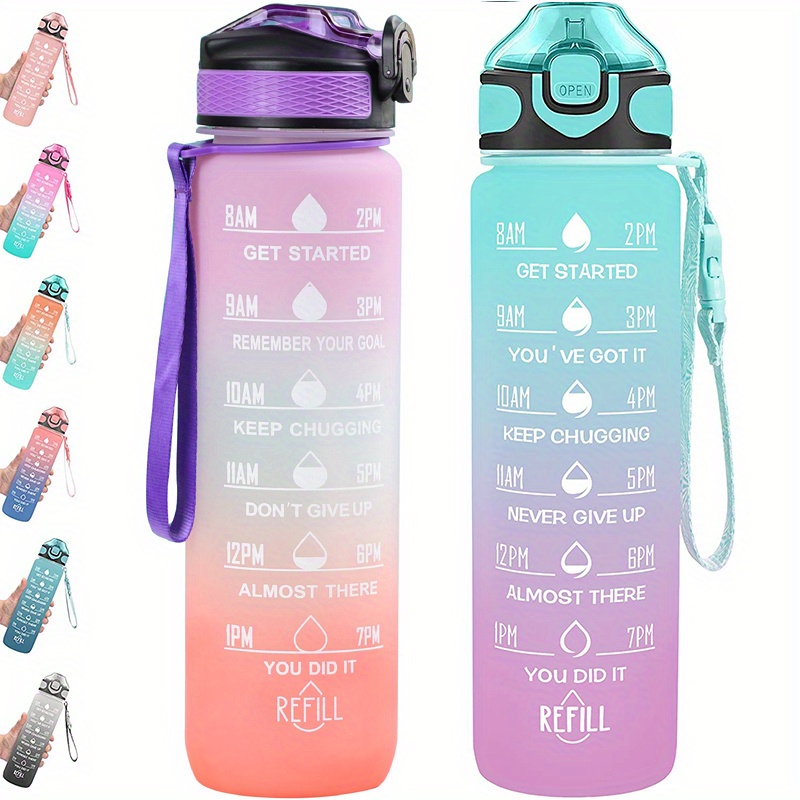 Leakproof Bpa free Water Bottle With Scale And Straw Perfect - Temu