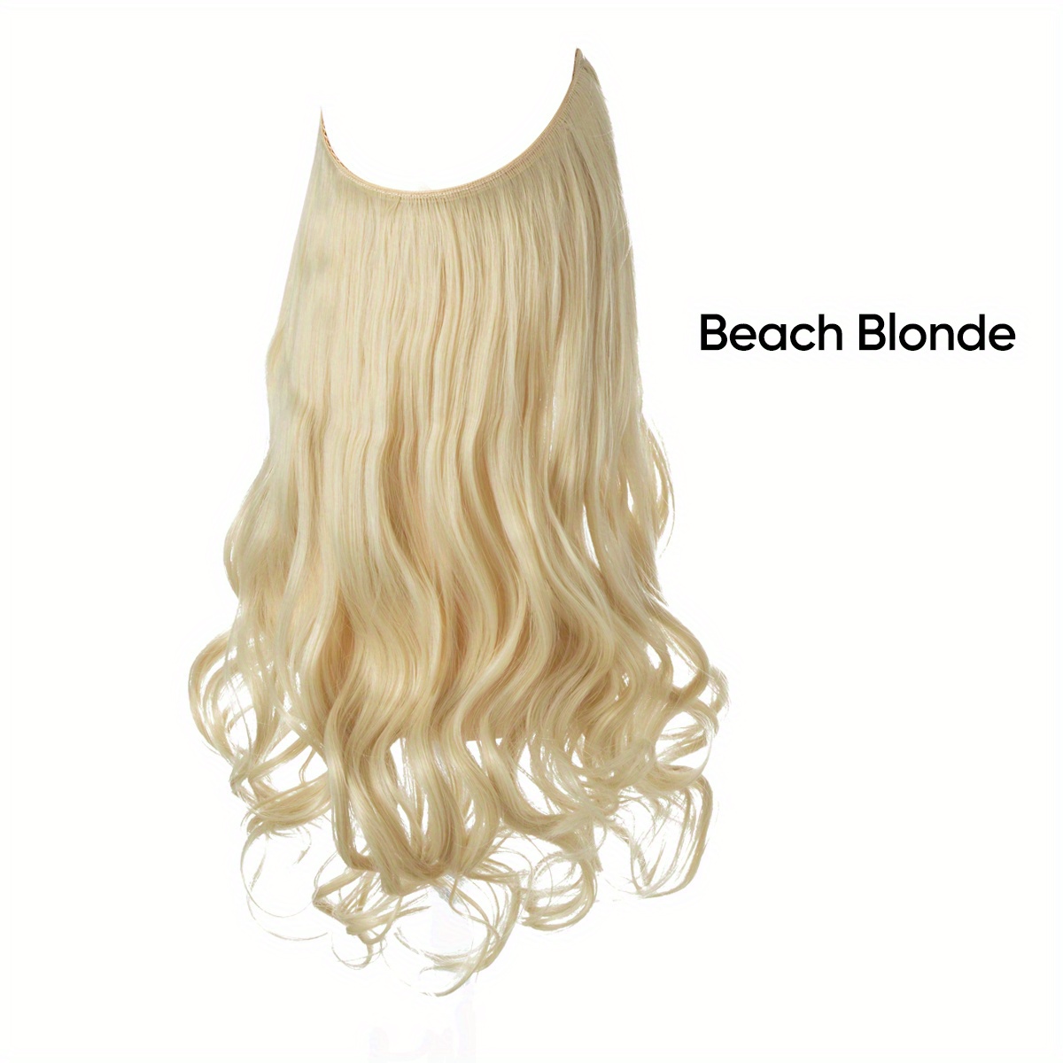 Long Wavy Invisible Wire Hair Extensions Synthetic Hairpiece With Transparent Wire Adjustable Size, Light Ash Brown With Blonde Highlights Hair