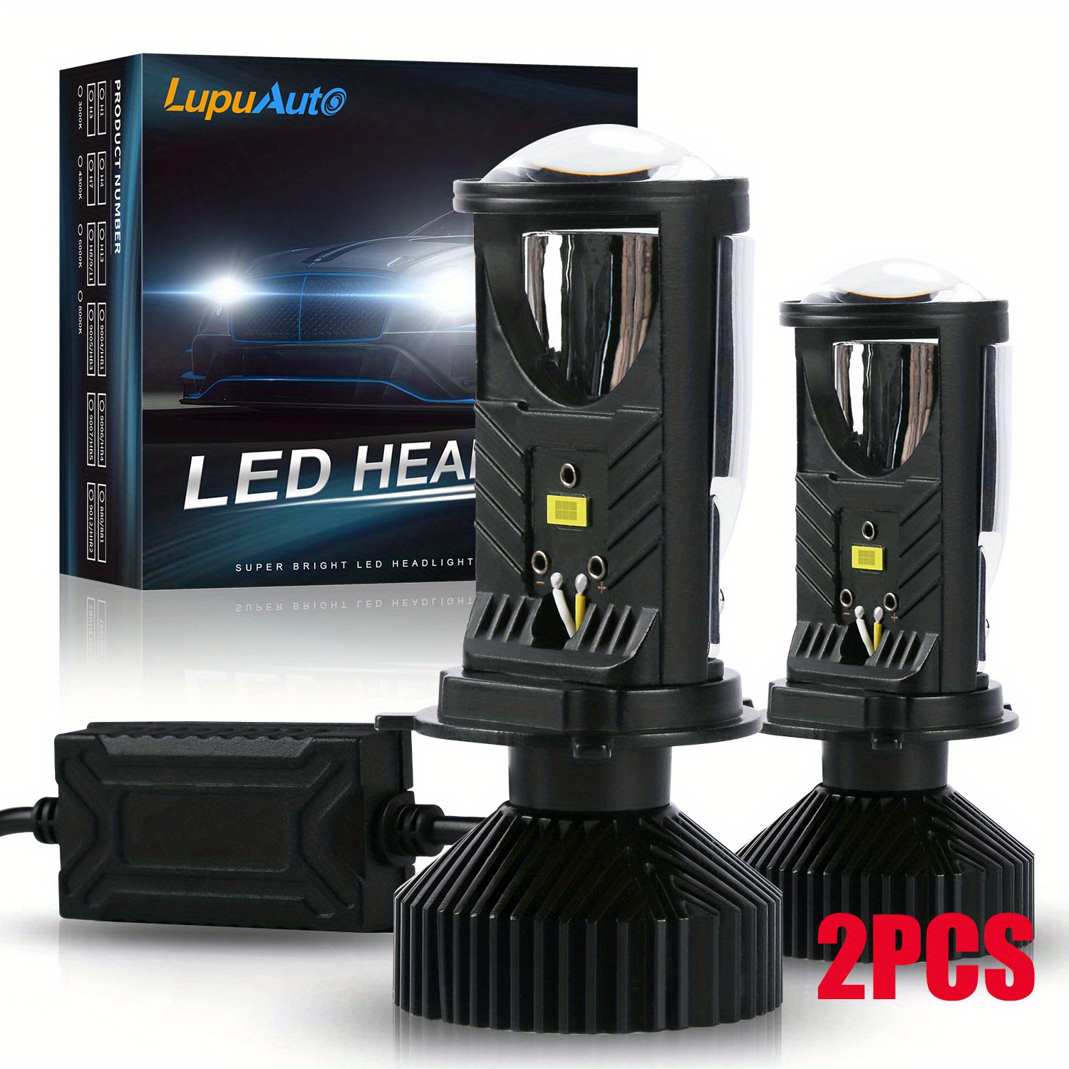 H4 LED Headlight Bulbs 110W 10000LM Mini Bi-LED Projector Lens Headlig