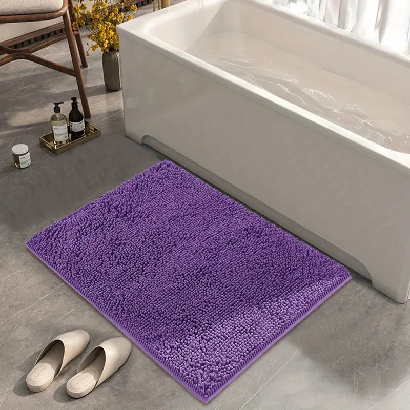 1 pieza, Alfombra de baño antideslizante de color morado sólido, Alfombra  de baño estética, Alfombra antideslizante para interiores, Alfombra de suelo