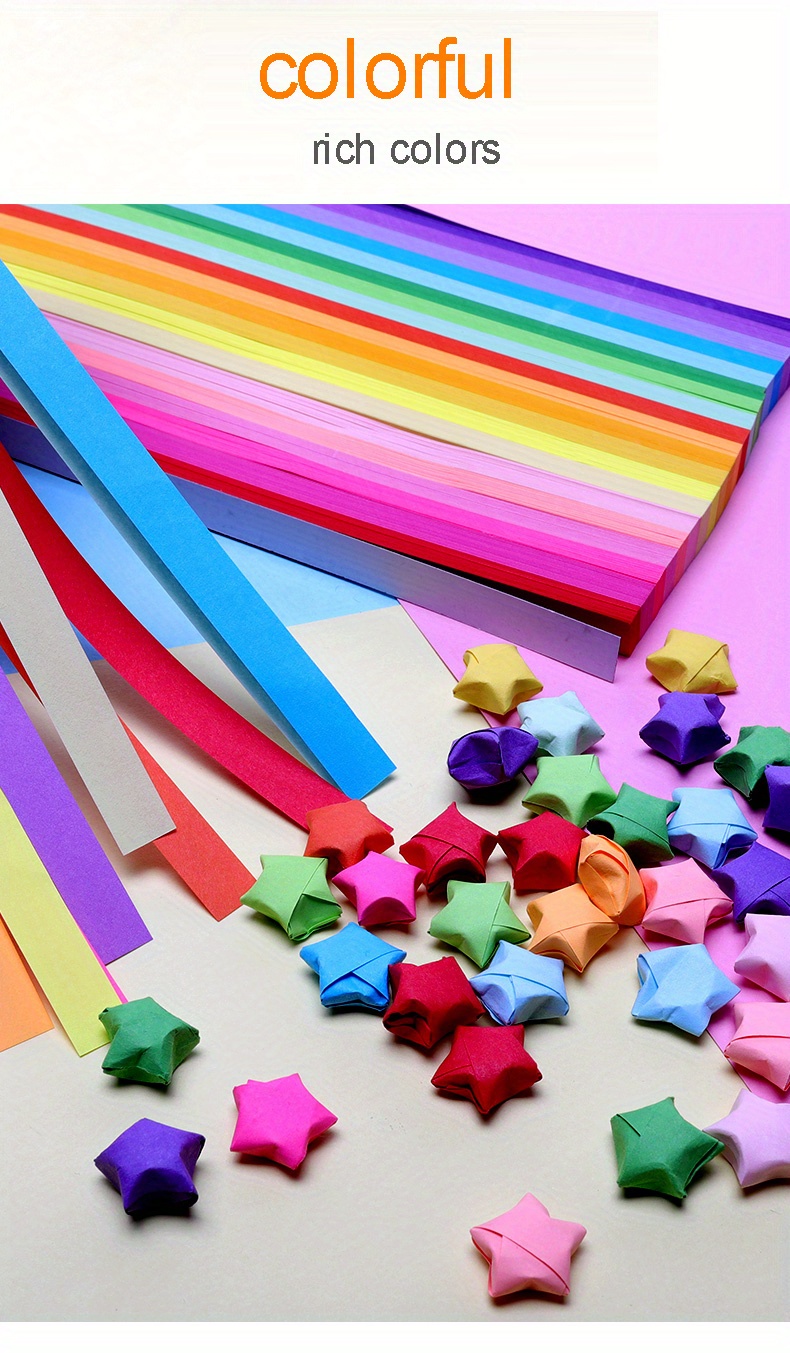 FoDau770 Solid Color Star Paper Strips, 1350 Sheet Origami Star Paper,  Decoration Paper Strips, Colourful Decoration Folding Paper for Art Crafts  Gift