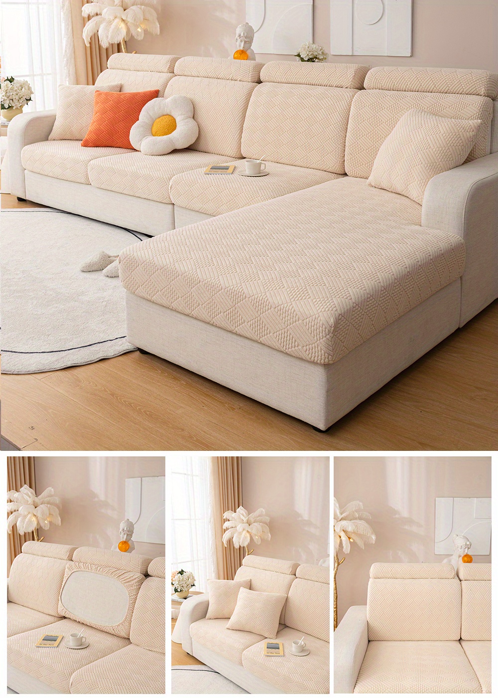 Solid Sofa Slipcover Stretch Couch Cushion Cover Elastic Temu