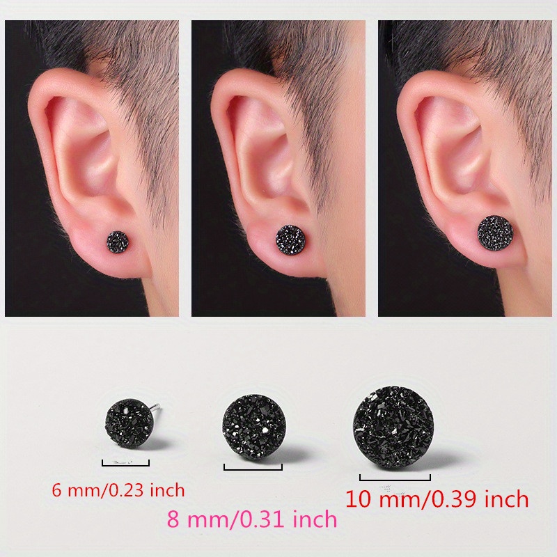 Men's Crystal Stud Earrings, Elegant Design