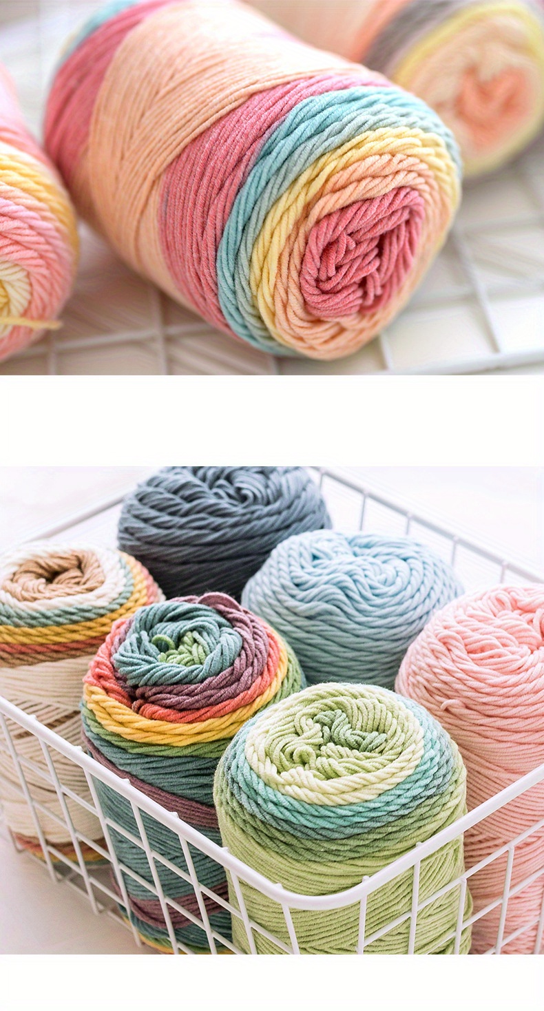 CORHAD 1 Roll 5 Strands of Rainbow Cotton Macrame Cord Cotton Rope Milk  Cotton Yarn Color Yarn Crochet Yarn Rainbow Yarn for Crocheting Gradient  45%