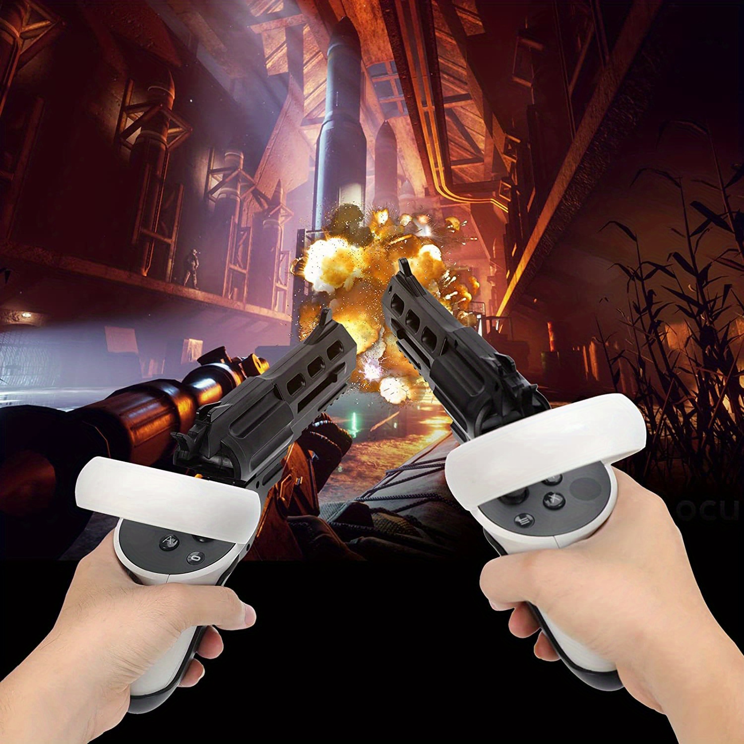 Vr Games Gun Stock Quest 2 Vr Controller Grips Temu