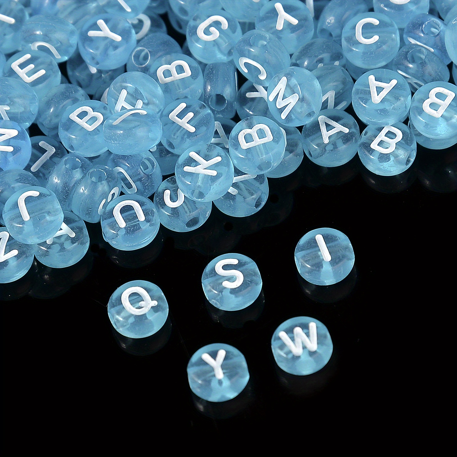 Lovely Transparent Sky Blue White Letters Beads Fashion For - Temu