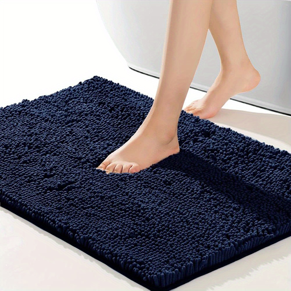 Solid Navy Blue Bathmat Set Durable Non slip Bathroom Rug - Temu