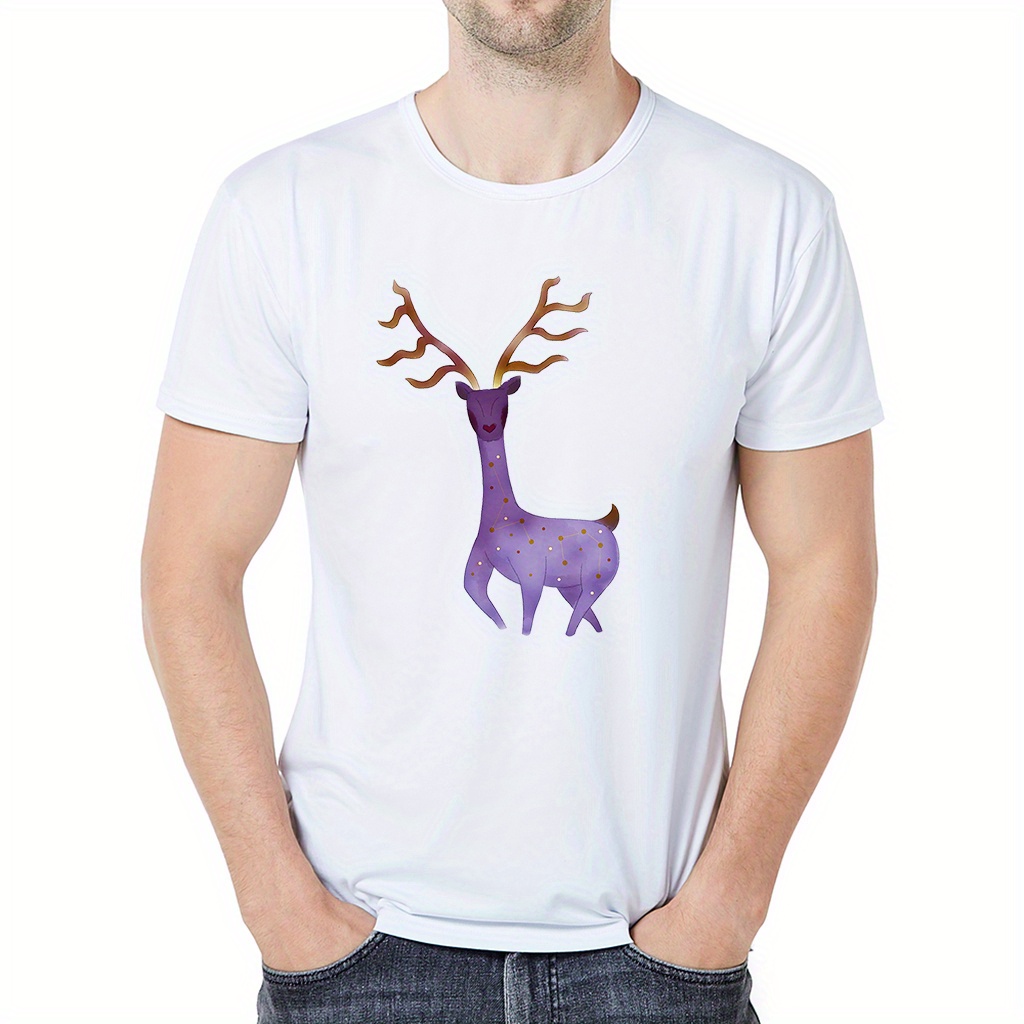 Deer New Mens Casual T Shirt Sika Deer Pattern Mens T Shirt - Temu ...