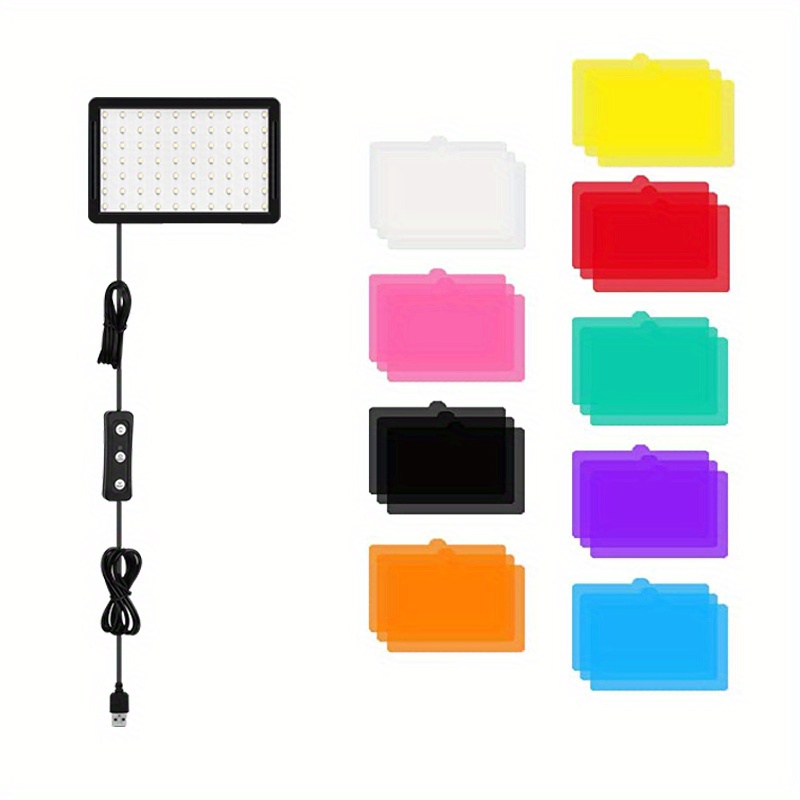  Ci-Fotto Paquete de 2 luces LED de video, luces de fotos USB  regulables de 5600 K con mini trípode y filtros de colores para estudios  fotográficos, tiro de ángulo pequeño, grabación