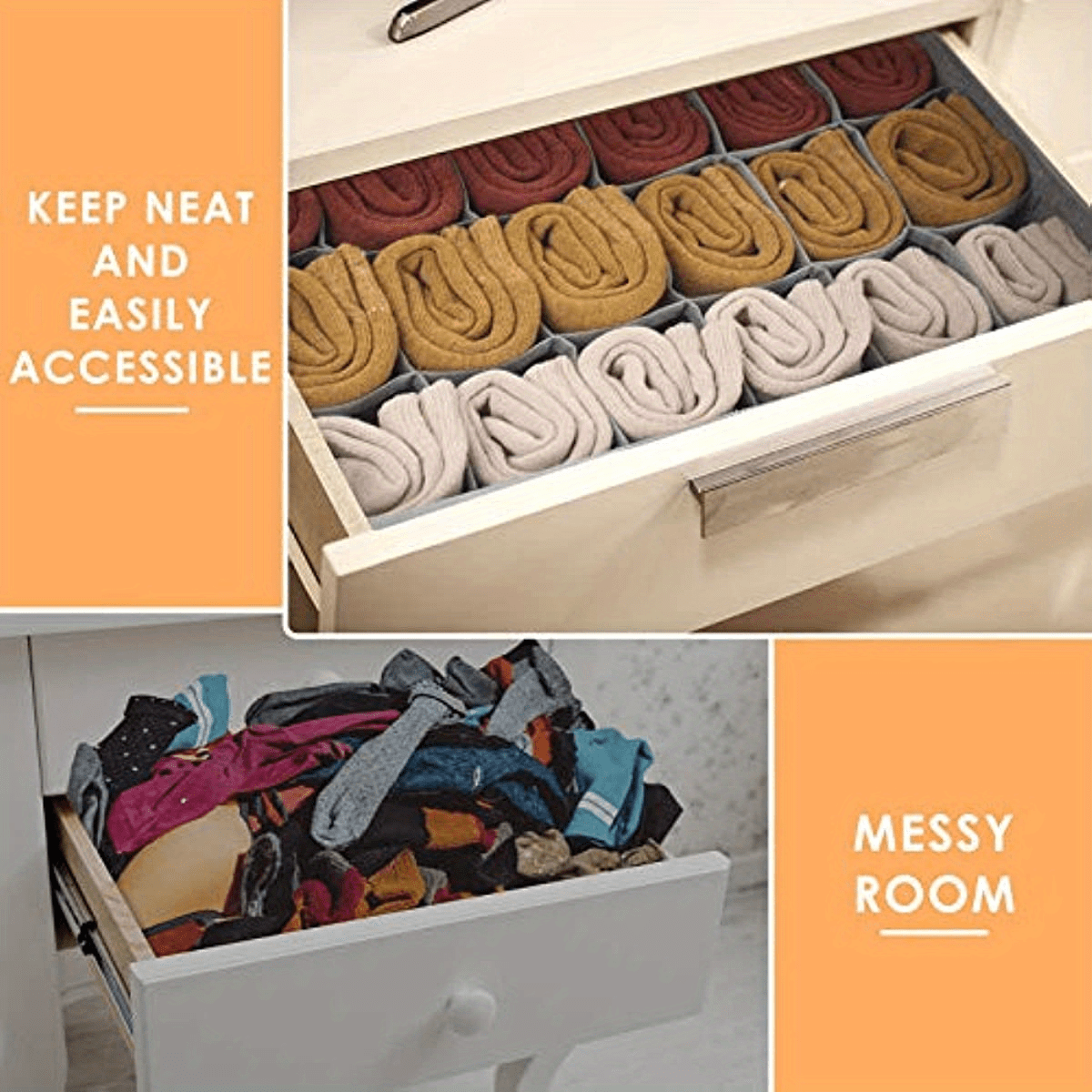 Fabric Sock Underwear Organizer 24 Cell Drawer Dividers Temu