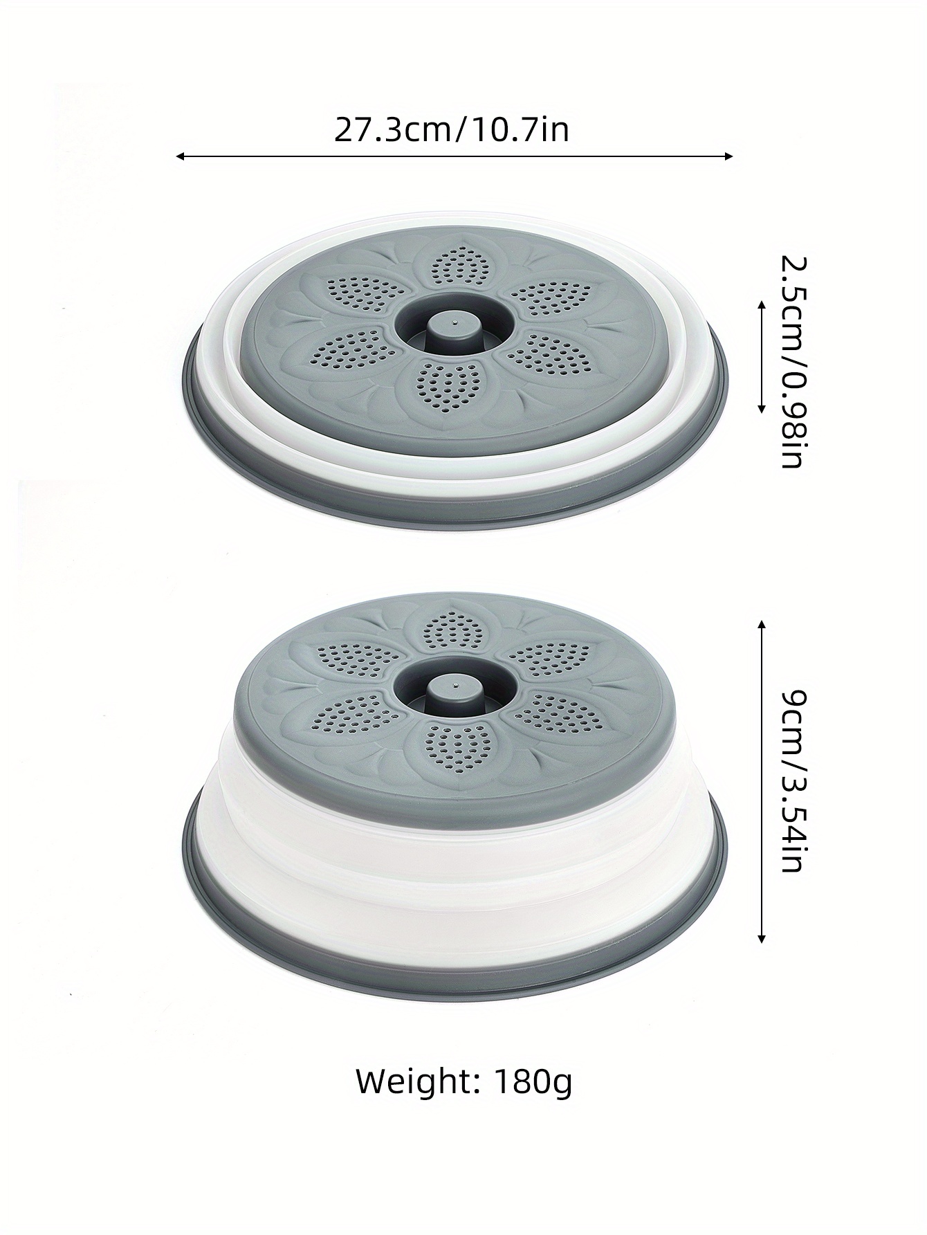 Microwave Food Cover Splatter Proof Vented Collapsible With Easy Grip Hand
