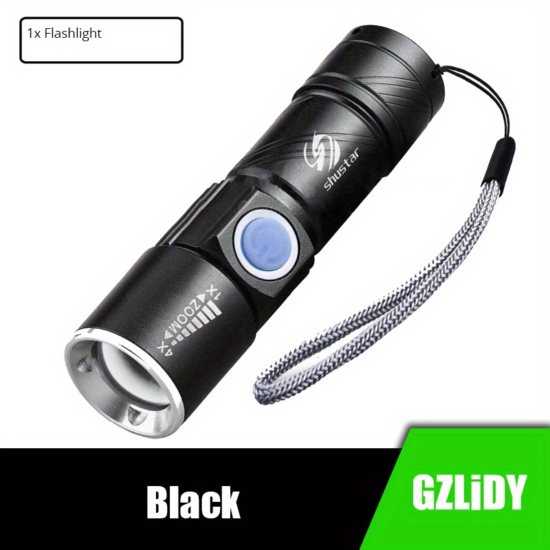 Linterna Led De Bolsillo Zoom Ajustable Recargable 3 Modos