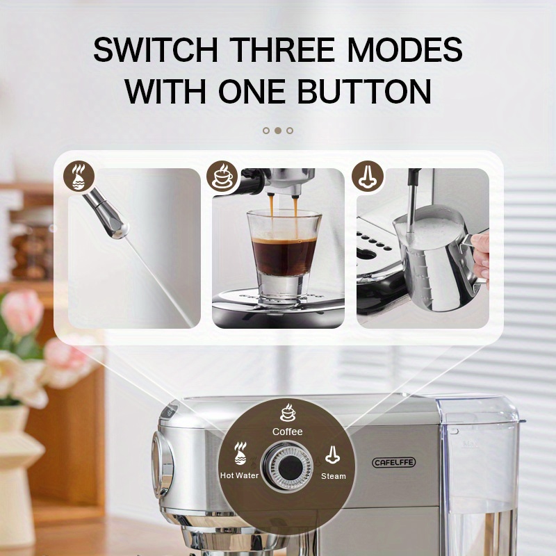 Cafelffe Professional Semi-Automatic Espresso Machine 20Bar with System, Water (Compatible with Italian Plug 220-240) - Heavy-Duty Commercial & Espresso Maker for Cappuccino, Latte, Macchiato -