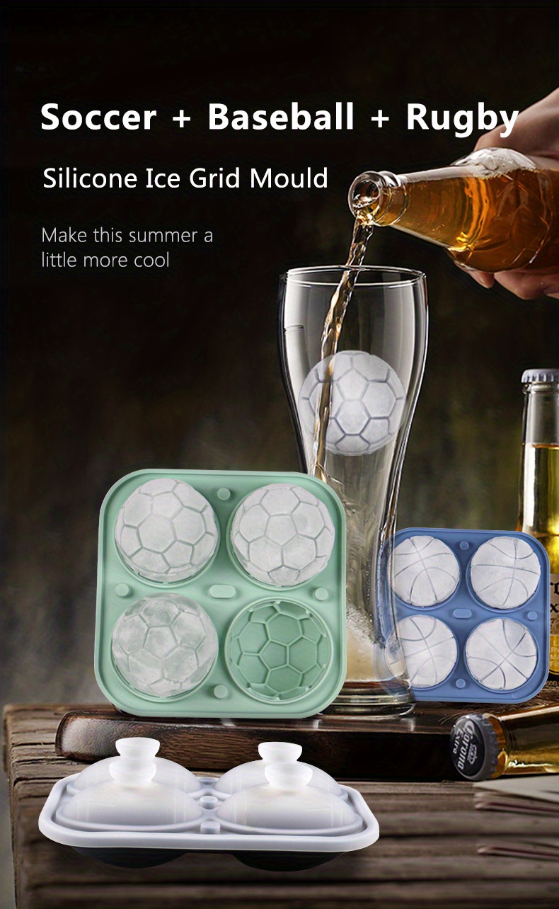 4-cavity Silicone Ice Ball Mold For Sports Fans - Perfect For Football,  Basketball, And Rugby - Easy Release Design For Soft Drinks, Whisky, And  Cocktails - Kitchen Accessory - Temu