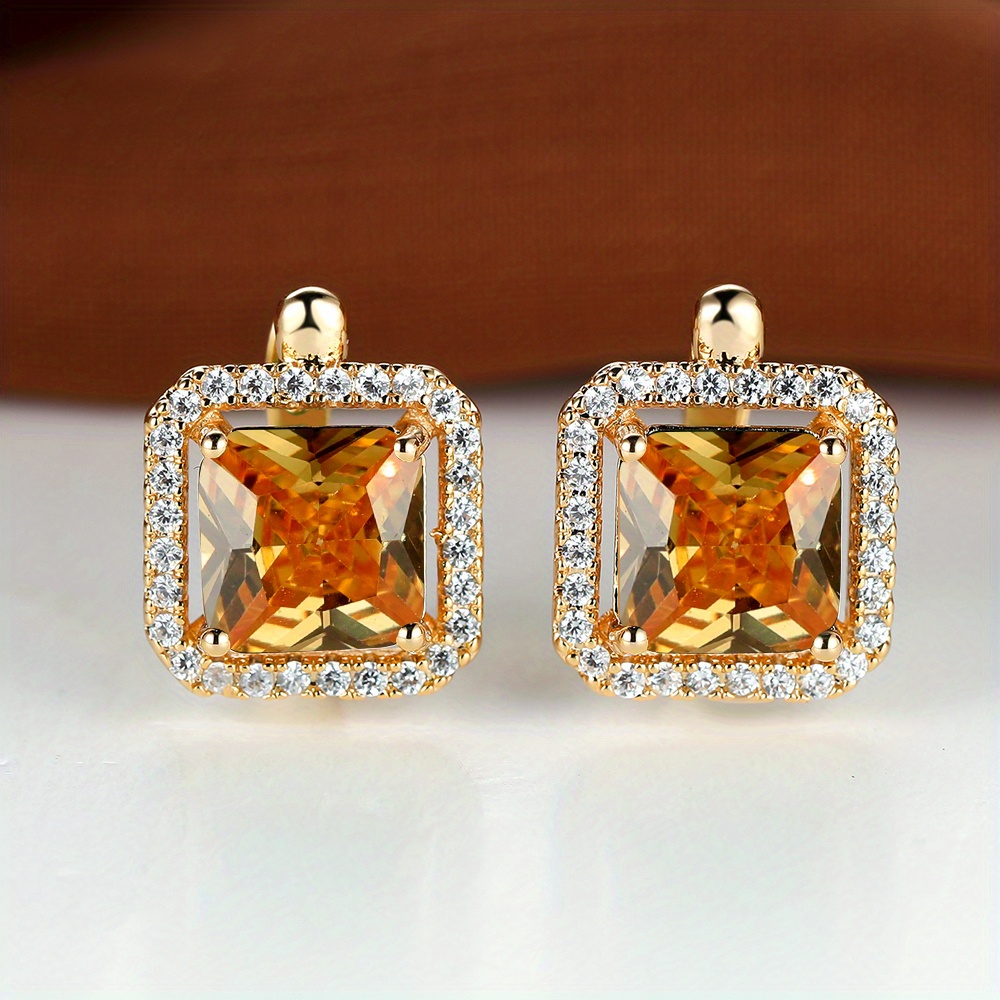 Square Cut Green Stone Drop Dangle Earrings for Women