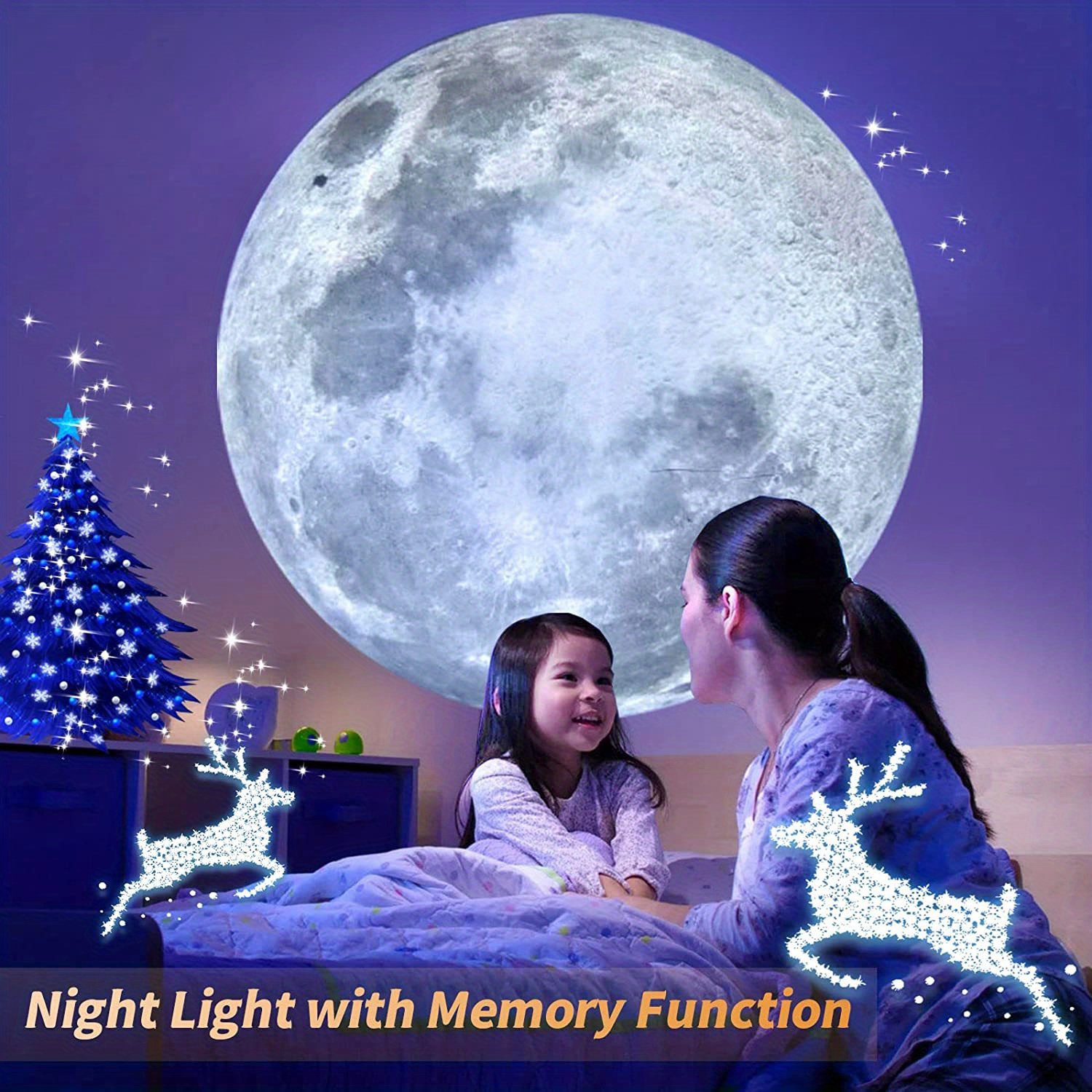  BODLYL Moon Lamp Projector Night Light,360 Degree Moon  Projection Light USB Powered Lighting,Romantic Moon Atmosphere Projector  for Moon Fantasy Lovers,Couples,Selfie,Bedroom Decor (3 Color Type) : Baby