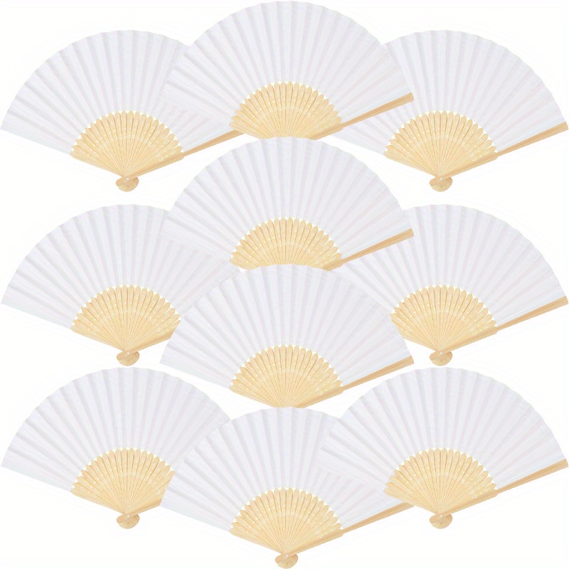 paper fans handheld white round folding