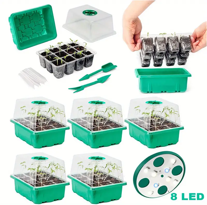 Plants Seed Starter Trays With Grow Light 12 Holes Per Tray - Temu