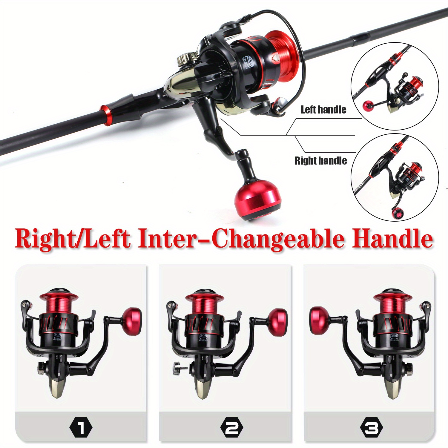 Sougayilang Carbon Spinning Fishing Rod And Reel Combo - 2.1m/6.9ft With  EVA Handle, 5.2:1 Gear Ratio, For Travel, Saltwater And Freshwater Fishing