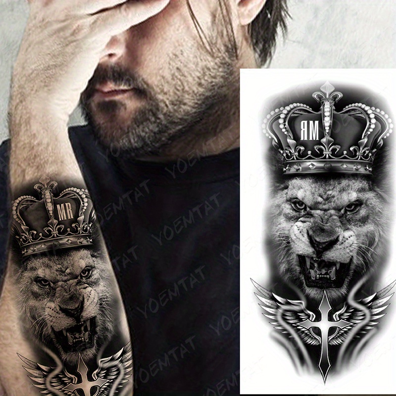 Wolf Lion Waterproof Temporary Tattoo Sticker Fake Tatoo Body Art Arm Men  Women