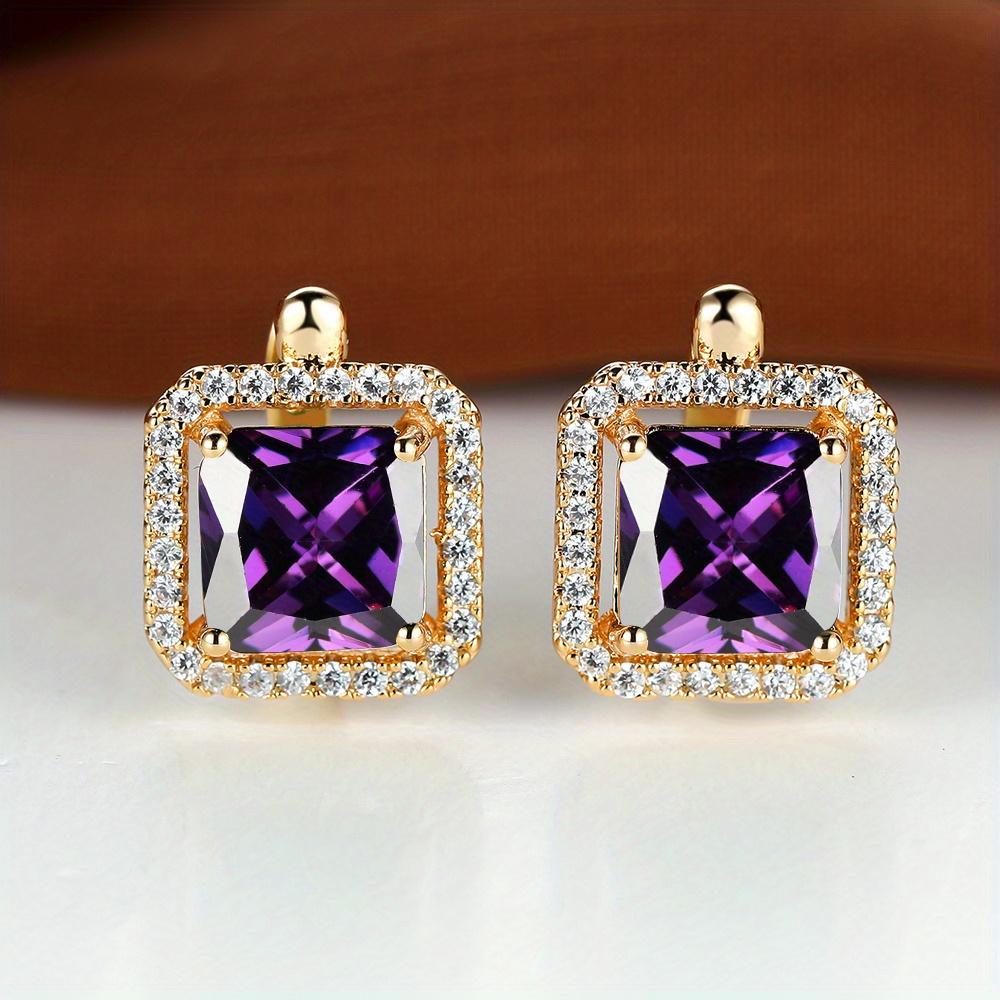 Square Cut Green Stone Drop Dangle Earrings for Women