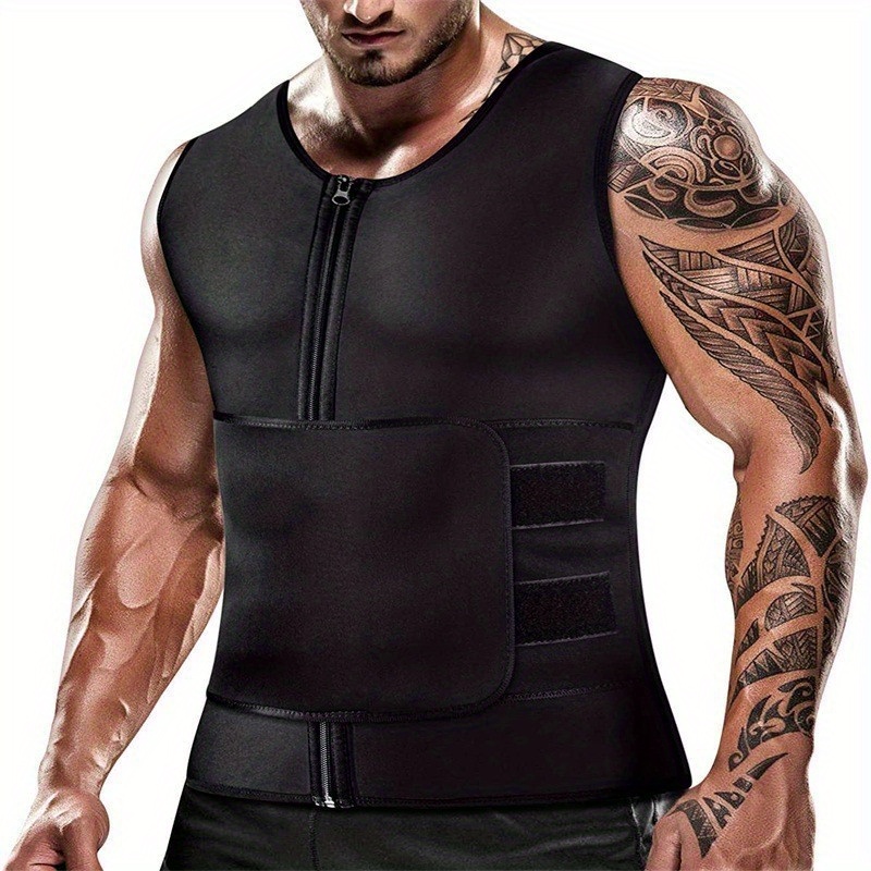 Sauna Suit For Men Waist Trainer Tummy Control Vest Zipper Body Shaper