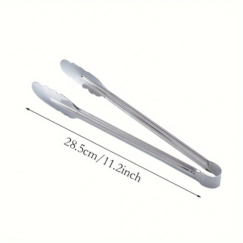 1pc food grade stainless steel kitchen tongs for cooking bbq heavy duty metal food tongs non slip grip multifunctional stainless steel food flipping tongs clip for beefsteak bread hamburger bbq meats pizza pies bread details 10