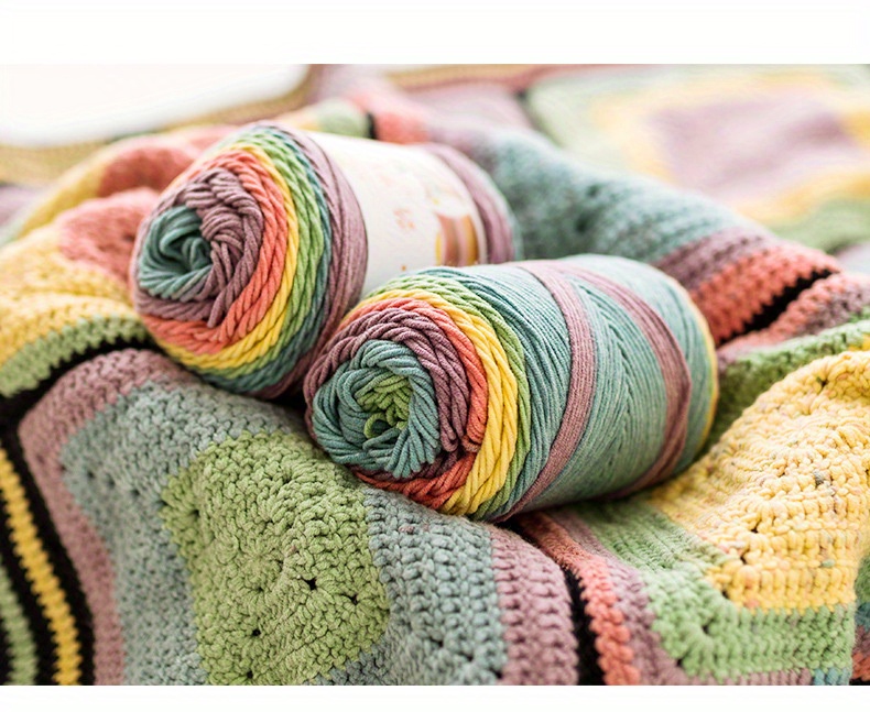 1pc 5 Stranded Milk Cotton Rainbow Color Yarn For Diy Knitting And Crochetingscarf Pillow